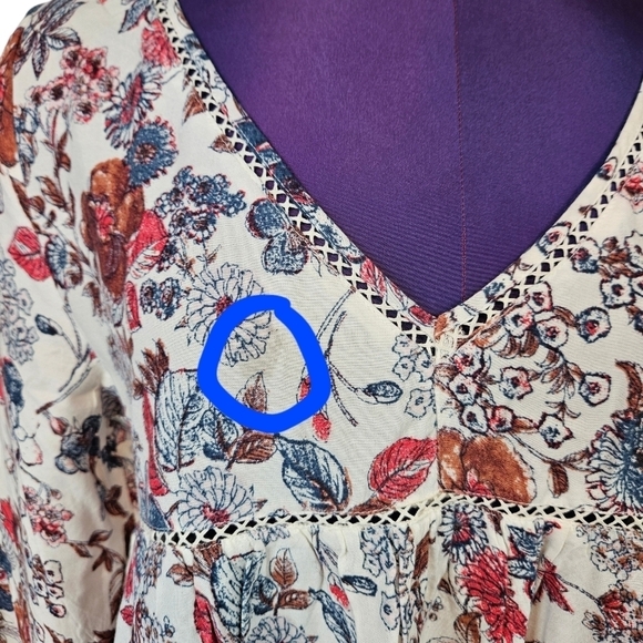 Abercrombie & Fitch Boho Floral Peasant Baby Doll Top Size Small Women's C47 - Picture 3 of 9